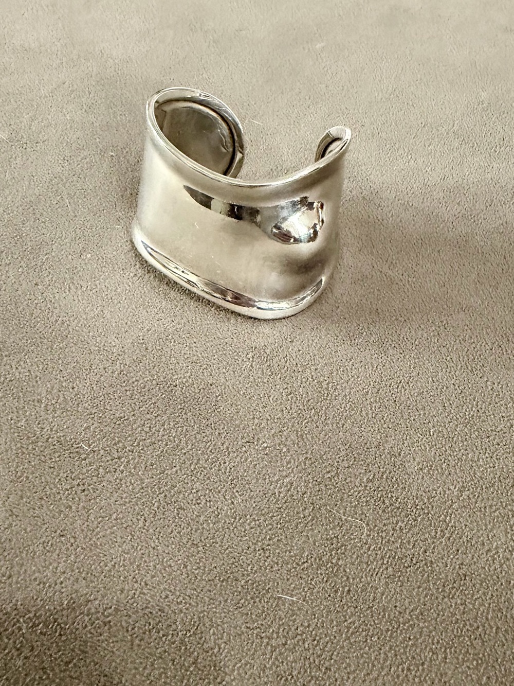 Vintage Mexico 925 sterling Silver Wide Concave Cuff Bracelet - Picture 2 of 6